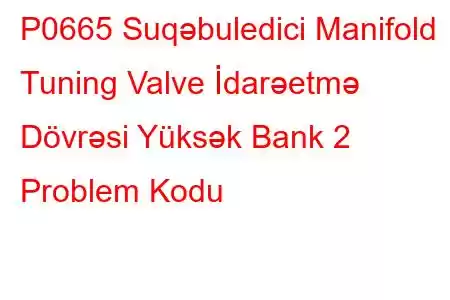 P0665 Suqəbuledici Manifold Tuning Valve İdarəetmə Dövrəsi Yüksək Bank 2 Problem Kodu