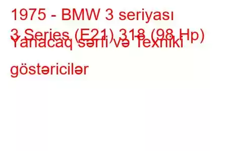 1975 - BMW 3 seriyası
3 Series (E21) 318 (98 Hp) Yanacaq sərfi və Texniki göstəricilər