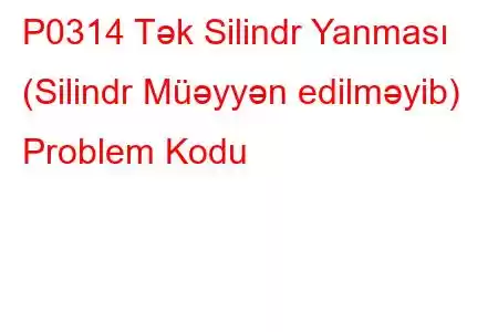 P0314 Tək Silindr Yanması (Silindr Müəyyən edilməyib) Problem Kodu