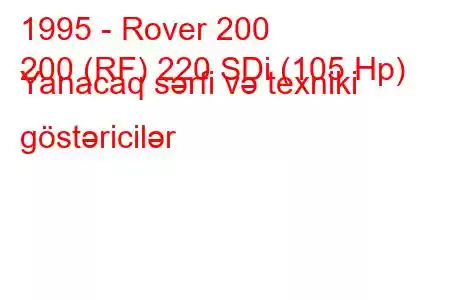 1995 - Rover 200
200 (RF) 220 SDi (105 Hp) Yanacaq sərfi və texniki göstəricilər