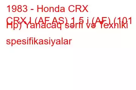 1983 - Honda CRX
CRX I (AF,AS) 1.5 i (AF) (101 Hp) Yanacaq sərfi və Texniki spesifikasiyalar