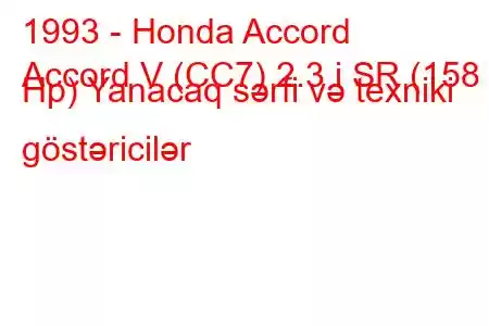 1993 - Honda Accord
Accord V (CC7) 2.3 i SR (158 Hp) Yanacaq sərfi və texniki göstəricilər