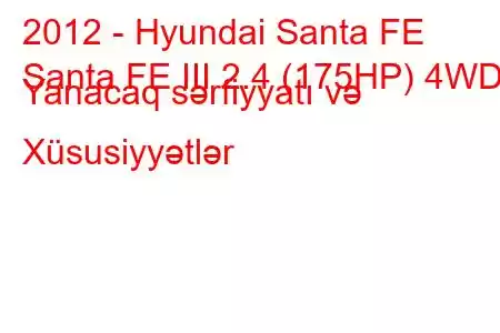 2012 - Hyundai Santa FE
Santa FE III 2.4 (175HP) 4WD Yanacaq sərfiyyatı və Xüsusiyyətlər