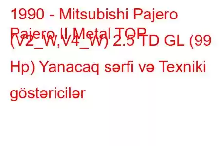 1990 - Mitsubishi Pajero
Pajero II Metal TOP (V2_W,V4_W) 2.5 TD GL (99 Hp) Yanacaq sərfi və Texniki göstəricilər