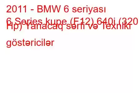 2011 - BMW 6 seriyası
6 Series kupe (F12) 640i (320 Hp) Yanacaq sərfi və Texniki göstəricilər