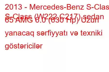 2013 - Mercedes-Benz S-Class
S-Class (W222,C217) sedan 65 AMG 6.0 (630 Hp) Uzun yanacaq sərfiyyatı və texniki göstəricilər