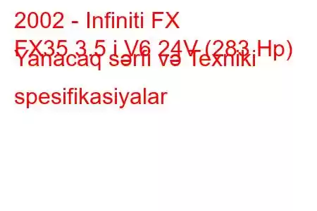 2002 - Infiniti FX
FX35 3.5 i V6 24V (283 Hp) Yanacaq sərfi və Texniki spesifikasiyalar