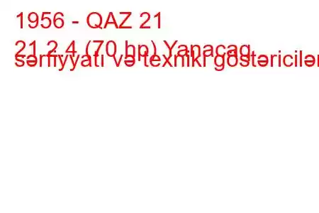 1956 - QAZ 21
21 2.4 (70 hp) Yanacaq sərfiyyatı və texniki göstəricilər