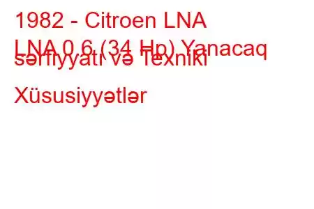 1982 - Citroen LNA
LNA 0.6 (34 Hp) Yanacaq sərfiyyatı və Texniki Xüsusiyyətlər