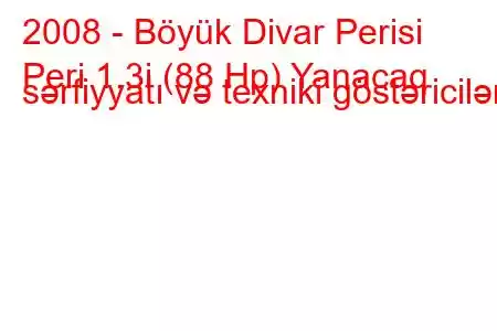 2008 - Böyük Divar Perisi
Peri 1.3i (88 Hp) Yanacaq sərfiyyatı və texniki göstəricilər