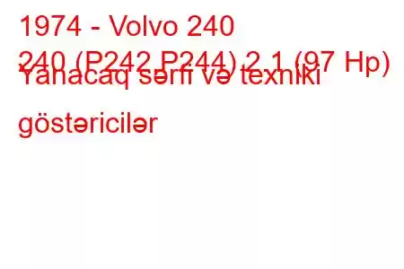 1974 - Volvo 240
240 (P242,P244) 2.1 (97 Hp) Yanacaq sərfi və texniki göstəricilər