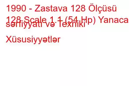 1990 - Zastava 128 Ölçüsü
128 Scale 1.1 (54 Hp) Yanacaq sərfiyyatı və Texniki Xüsusiyyətlər