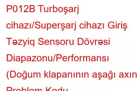 P012B Turboşarj cihazı/Superşarj cihazı Giriş Təzyiq Sensoru Dövrəsi Diapazonu/Performansı (Doğum klapanının aşağı axını) Problem Kodu