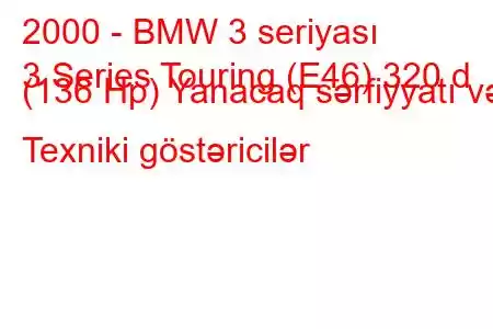 2000 - BMW 3 seriyası
3 Series Touring (E46) 320 d (136 Hp) Yanacaq sərfiyyatı və Texniki göstəricilər