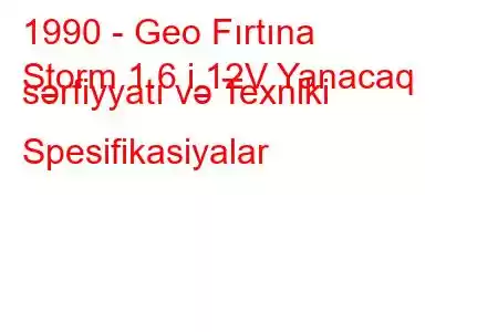 1990 - Geo Fırtına
Storm 1.6 i 12V Yanacaq sərfiyyatı və Texniki Spesifikasiyalar