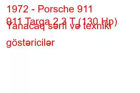 1972 - Porsche 911
911 Targa 2.3 T (130 Hp) Yanacaq sərfi və texniki göstəricilər