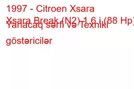 1997 - Citroen Xsara
Xsara Break (N2) 1.6 i (88 Hp) Yanacaq sərfi və Texniki göstəricilər