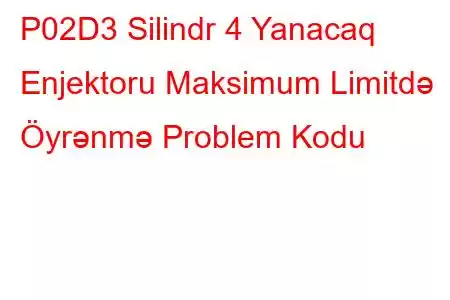 P02D3 Silindr 4 Yanacaq Enjektoru Maksimum Limitdə Öyrənmə Problem Kodu