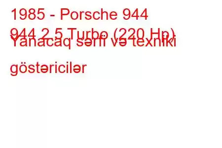 1985 - Porsche 944
944 2.5 Turbo (220 Hp) Yanacaq sərfi və texniki göstəricilər