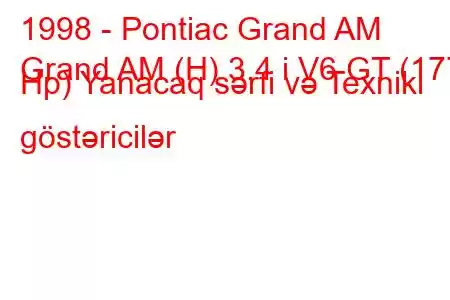 1998 - Pontiac Grand AM
Grand AM (H) 3.4 i V6 GT (177 Hp) Yanacaq sərfi və Texniki göstəricilər