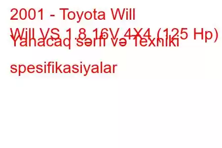 2001 - Toyota Will
Will VS 1.8 16V 4X4 (125 Hp) Yanacaq sərfi və Texniki spesifikasiyalar