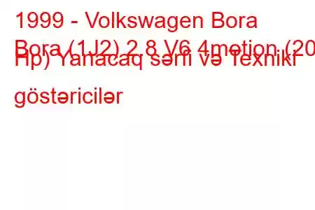 1999 - Volkswagen Bora
Bora (1J2) 2.8 V6 4motion (204 Hp) Yanacaq sərfi və Texniki göstəricilər