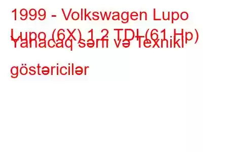 1999 - Volkswagen Lupo
Lupo (6X) 1.2 TDI (61 Hp) Yanacaq sərfi və Texniki göstəricilər