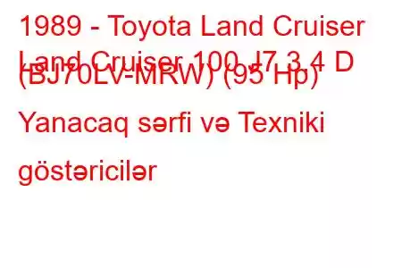 1989 - Toyota Land Cruiser
Land Cruiser 100 J7 3.4 D (BJ70LV-MRW) (95 Hp) Yanacaq sərfi və Texniki göstəricilər