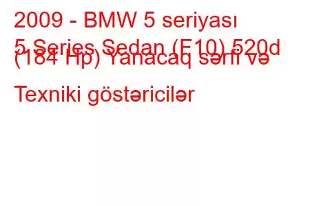 2009 - BMW 5 seriyası
5 Series Sedan (F10) 520d (184 Hp) Yanacaq sərfi və Texniki göstəricilər