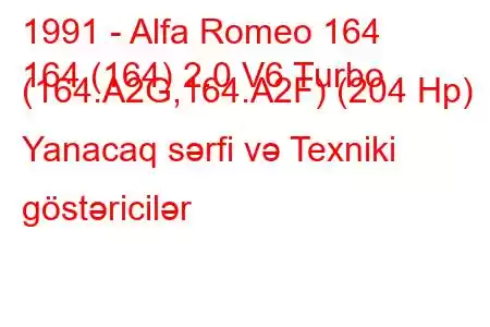 1991 - Alfa Romeo 164
164 (164) 2.0 V6 Turbo (164.A2G,164.A2F) (204 Hp) Yanacaq sərfi və Texniki göstəricilər