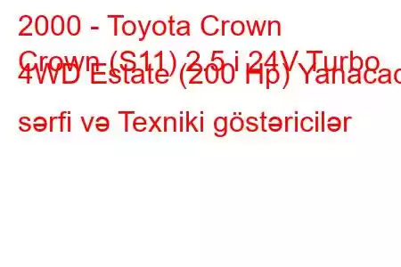 2000 - Toyota Crown
Crown (S11) 2.5 i 24V Turbo 4WD Estate (200 Hp) Yanacaq sərfi və Texniki göstəricilər