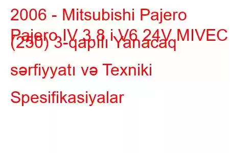 2006 - Mitsubishi Pajero
Pajero IV 3.8 i V6 24V MIVEC (250) 3-qapılı Yanacaq sərfiyyatı və Texniki Spesifikasiyalar