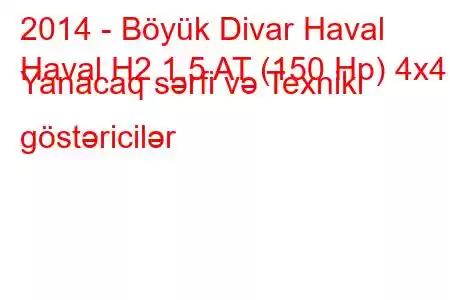 2014 - Böyük Divar Haval
Haval H2 1.5 AT (150 Hp) 4x4 Yanacaq sərfi və Texniki göstəricilər