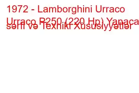 1972 - Lamborghini Urraco
Urraco P250 (220 Hp) Yanacaq sərfi və Texniki Xüsusiyyətlər