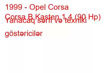 1999 - Opel Corsa
Corsa B Kasten 1.4 (90 Hp) Yanacaq sərfi və texniki göstəricilər