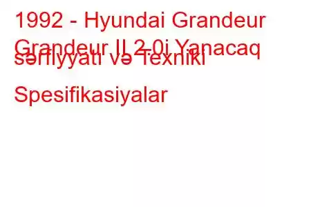 1992 - Hyundai Grandeur
Grandeur II 2.0i Yanacaq sərfiyyatı və Texniki Spesifikasiyalar