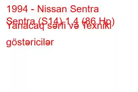 1994 - Nissan Sentra
Sentra (S14) 1.4 (86 Hp) Yanacaq sərfi və Texniki göstəricilər