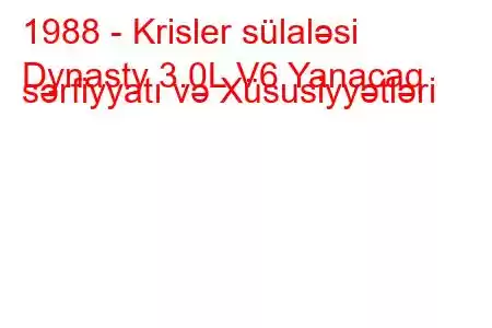 1988 - Krisler sülaləsi
Dynasty 3.0L V6 Yanacaq sərfiyyatı və Xüsusiyyətləri