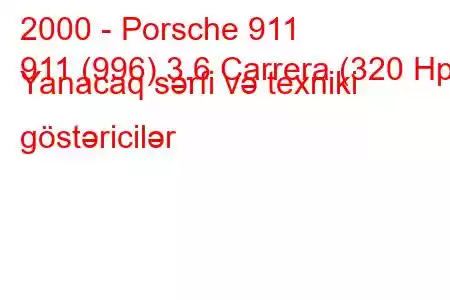 2000 - Porsche 911
911 (996) 3.6 Carrera (320 Hp) Yanacaq sərfi və texniki göstəricilər