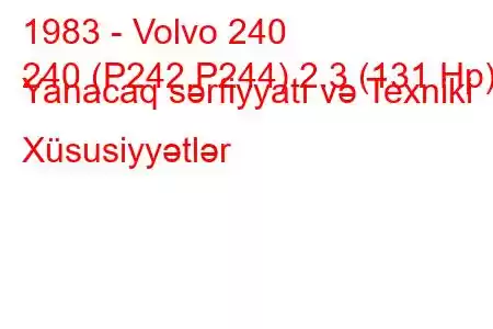 1983 - Volvo 240
240 (P242,P244) 2.3 (131 Hp) Yanacaq sərfiyyatı və Texniki Xüsusiyyətlər