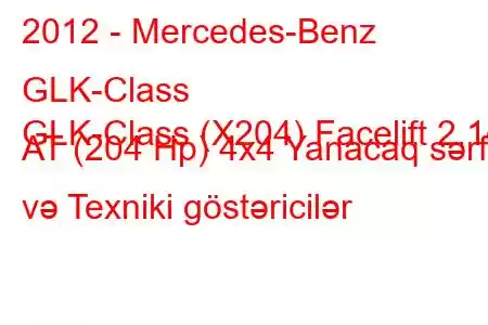 2012 - Mercedes-Benz GLK-Class
GLK-Class (X204) Facelift 2.1d AT (204 Hp) 4x4 Yanacaq sərfi və Texniki göstəricilər