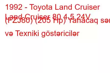 1992 - Toyota Land Cruiser
Land Cruiser 80 4.5 24V (FZJ80) (205 Hp) Yanacaq sərfi və Texniki göstəricilər