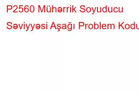 P2560 Mühərrik Soyuducu Səviyyəsi Aşağı Problem Kodu