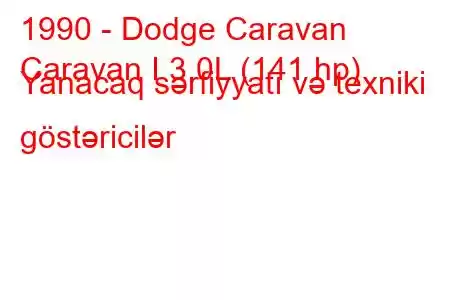 1990 - Dodge Caravan
Caravan I 3.0L (141 hp) Yanacaq sərfiyyatı və texniki göstəricilər