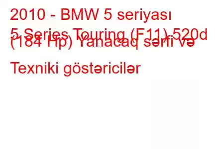 2010 - BMW 5 seriyası
5 Series Touring (F11) 520d (184 Hp) Yanacaq sərfi və Texniki göstəricilər