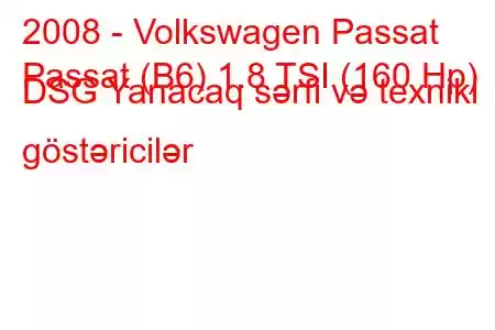 2008 - Volkswagen Passat
Passat (B6) 1.8 TSI (160 Hp) DSG Yanacaq sərfi və texniki göstəricilər