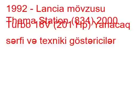 1992 - Lancia mövzusu
Thema Station (834) 2000 Turbo 16V (201 Hp) Yanacaq sərfi və texniki göstəricilər