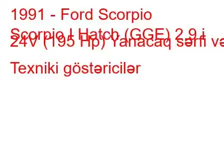 1991 - Ford Scorpio
Scorpio I Hatch (GGE) 2.9 i 24V (195 Hp) Yanacaq sərfi və Texniki göstəricilər