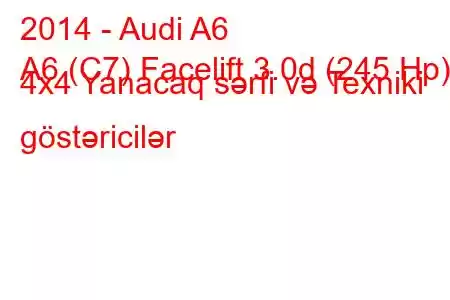 2014 - Audi A6
A6 (C7) Facelift 3.0d (245 Hp) 4x4 Yanacaq sərfi və Texniki göstəricilər