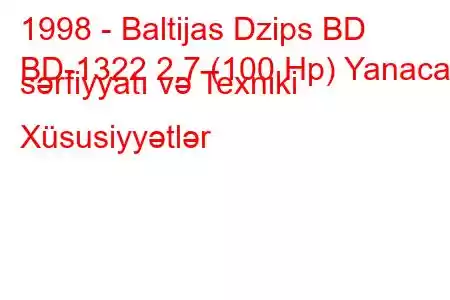 1998 - Baltijas Dzips BD
BD-1322 2.7 (100 Hp) Yanacaq sərfiyyatı və Texniki Xüsusiyyətlər